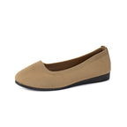 Ribbed Knit Slip On Cushioned Insole Round Toe Ballet Flat