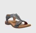 T-Bar Hook Loop Leather Orthopedic Comfort Flat Sandal