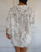 Floral Print V-Neck Half Sleeve Casual Blouse