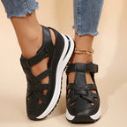 Woven Strap Velcro Back Chunky Platform Sandal