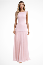 Elegant Pleated Maxi Dress - Formal Evening Gown