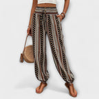 Tribal Print Smocked High Waist Harem Boho Pant