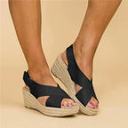 Crossover Strap Espadrille Wedge Slingback Sandals