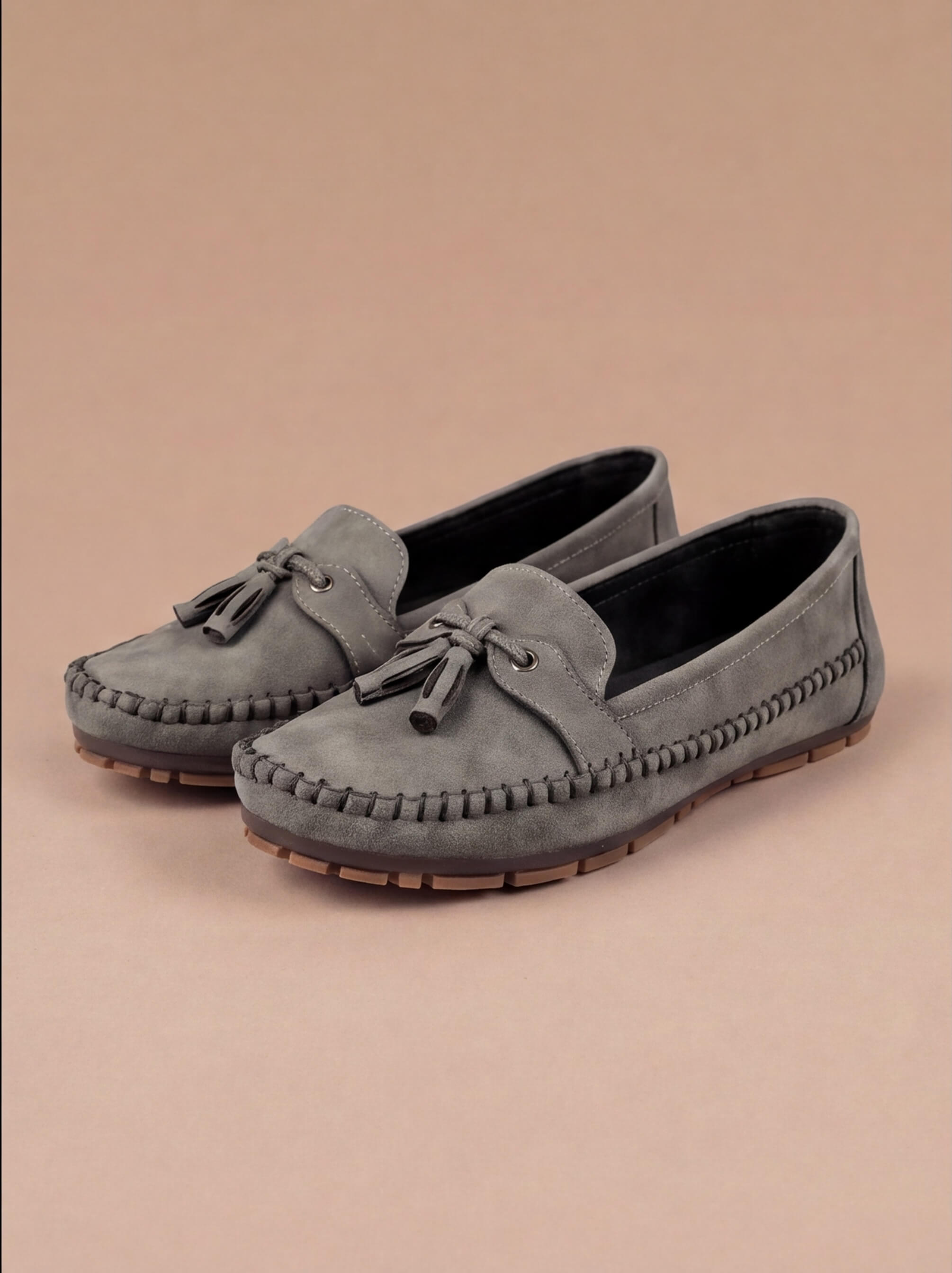 Suede Tassel Detail Moccasin Stitch Slip On Casual Flat Loafer