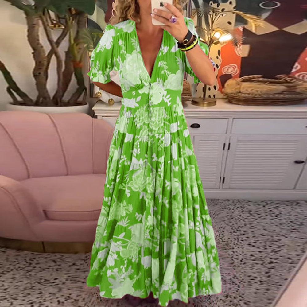 Floral Tiered Boho Flowy Maxi Dress