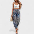 Tribal Print Smocked High Waist Harem Boho Pant