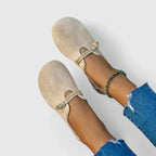 Suede Round Toe Rope Knot Strap Slip On Casual Flat Loafer
