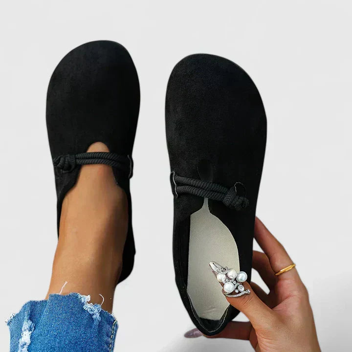 Suede Round Toe Rope Knot Strap Slip On Casual Flat Loafer