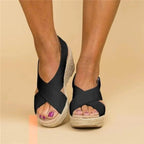 Crossover Strap Espadrille Wedge Slingback Sandals