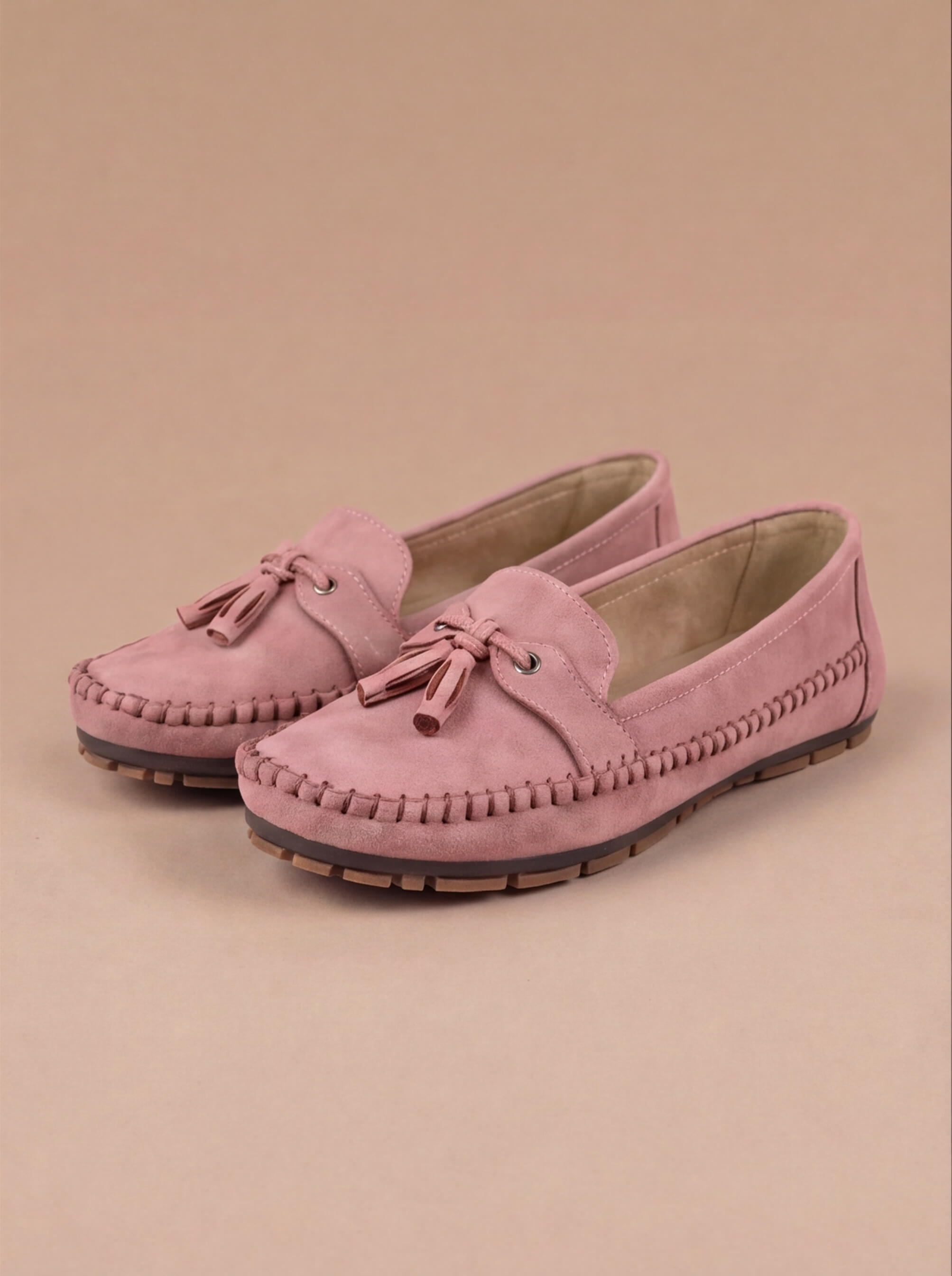 Suede Tassel Detail Moccasin Stitch Slip On Casual Flat Loafer