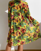 Tropical Floral Tie Front Bikini with Kimono Cover Up Set