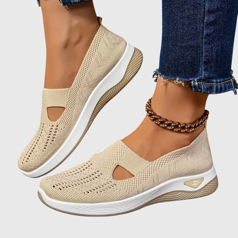 Cut Out Mesh Slip-On Wedge Walking Sneaker