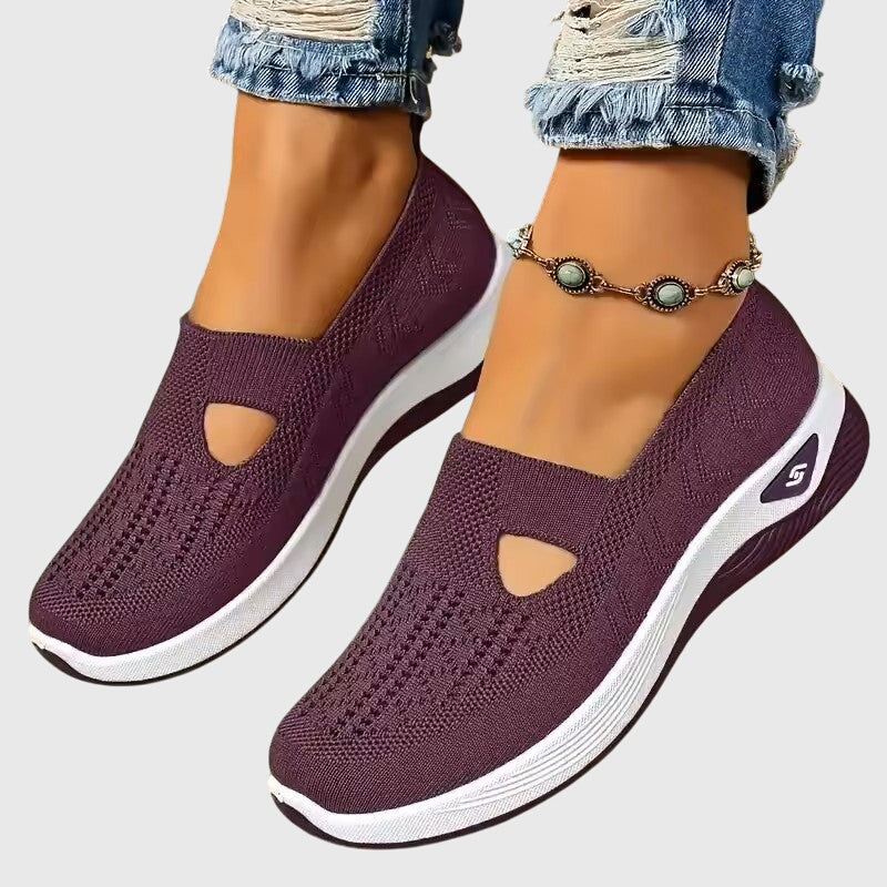 Cut Out Mesh Slip-On Wedge Walking Sneaker