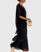 Abstract Print Tiered Boho Flowy Maxi Dress