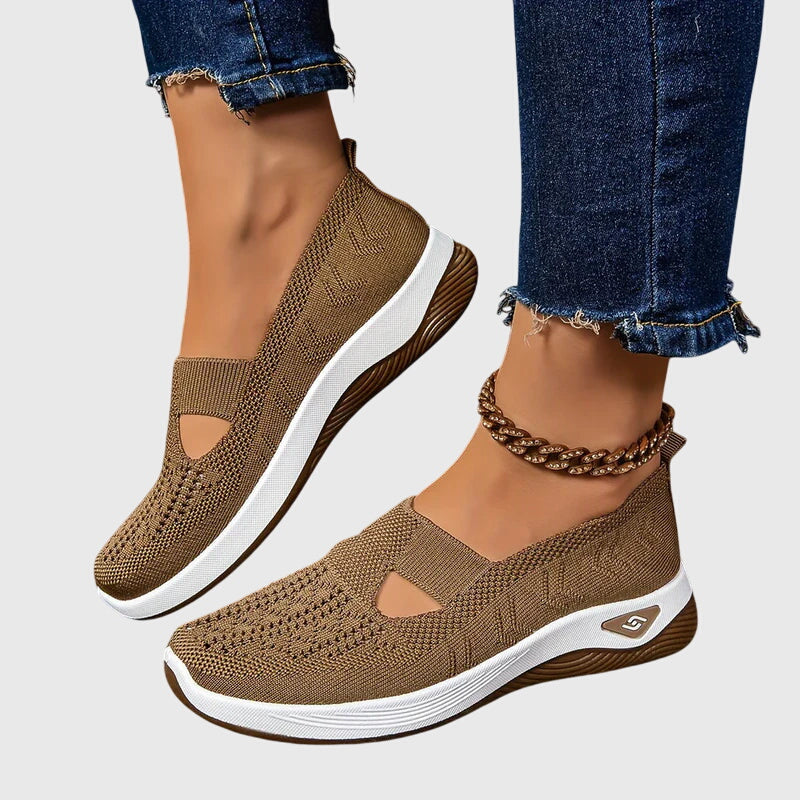 Cut Out Mesh Slip-On Wedge Walking Sneaker