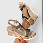 Mesh Peep Toe Platform Wedge Sandals