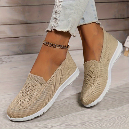 Breathable Mesh Knit Slip On Round Toe Flatform Loafer