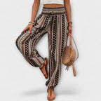 Tribal Print Smocked High Waist Harem Boho Pant