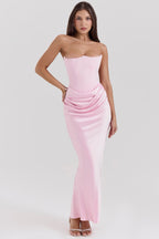 Draped Satin Strapless Homecoming Dress