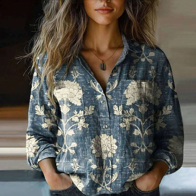 Paisley Bandana Print Long Sleeve Button Down Boho Blouse