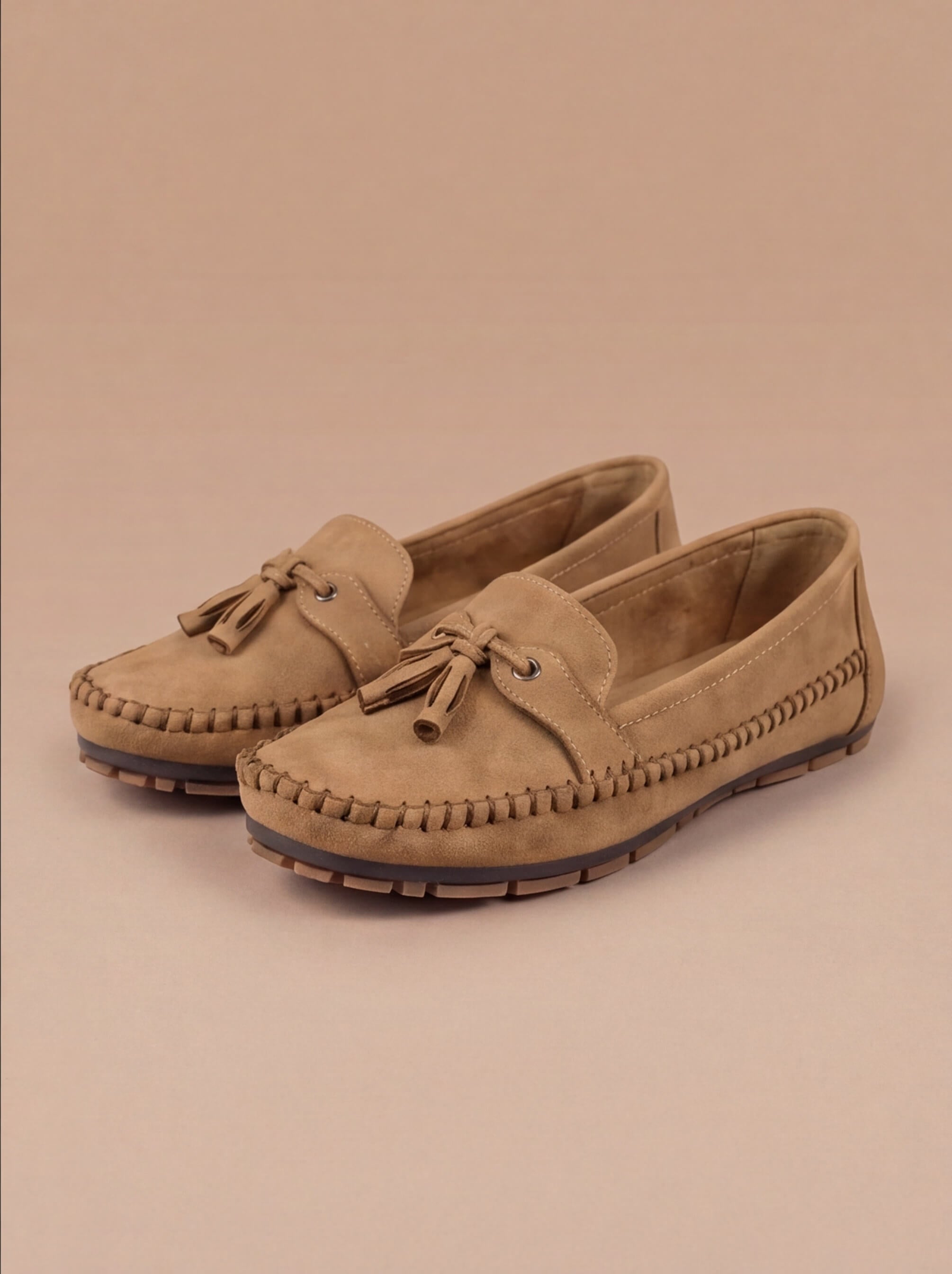 Suede Tassel Detail Moccasin Stitch Slip On Casual Flat Loafer