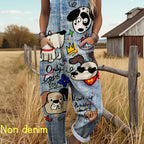 Cartoon Dog Graphic Print Adjustable Strap Pocket Casual Jumpsuit