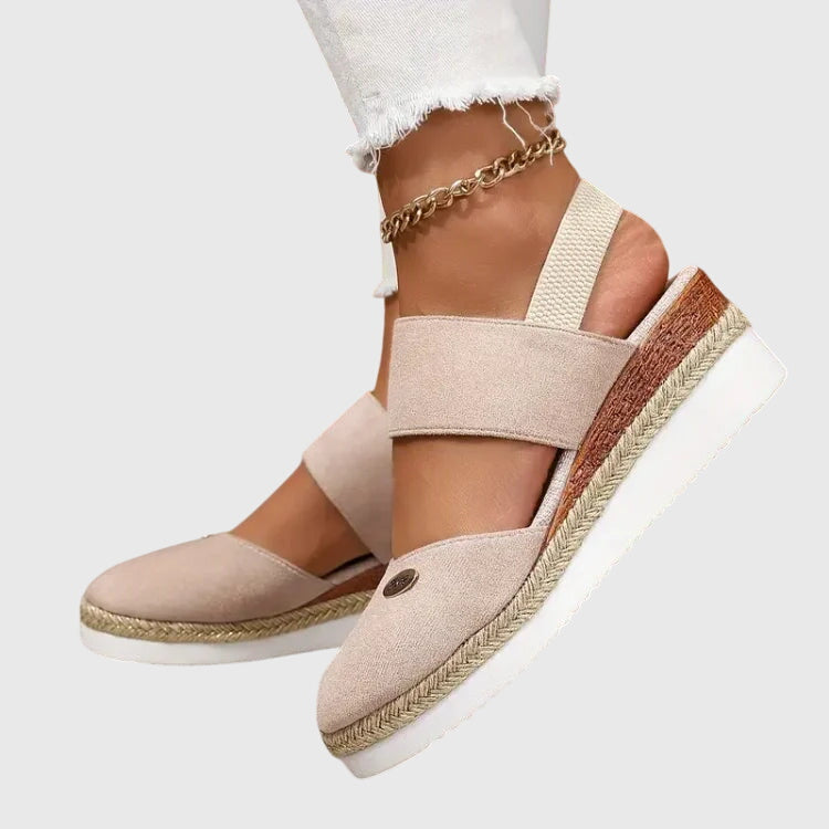 Suede Velcro Slingback Braided Platform Espadrille Sandal
