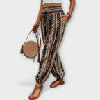 Tribal Print Smocked High Waist Harem Boho Pant