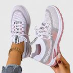 Graphic Tab Lace Up Mesh Breathable Running Sneaker