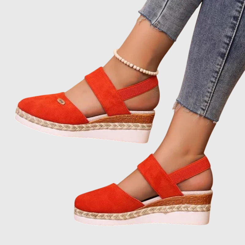 Suede Velcro Slingback Braided Platform Espadrille Sandal