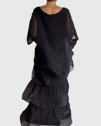 Abstract Print Tiered Boho Flowy Maxi Dress
