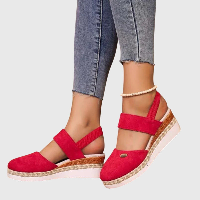 Suede Velcro Slingback Braided Platform Espadrille Sandal