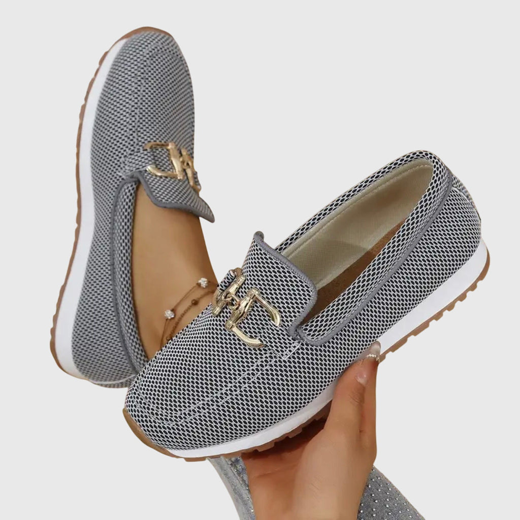 Gold Horsebit Knit Slip-On Platform Loafer