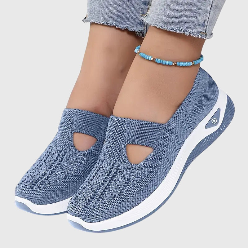 Cut Out Mesh Slip-On Wedge Walking Sneaker