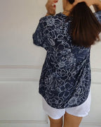 Floral Print V-Neck Half Sleeve Casual Blouse