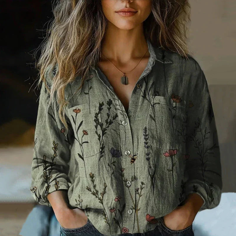 Paisley Bandana Print Long Sleeve Button Down Boho Blouse