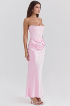 Draped Satin Strapless Homecoming Dress