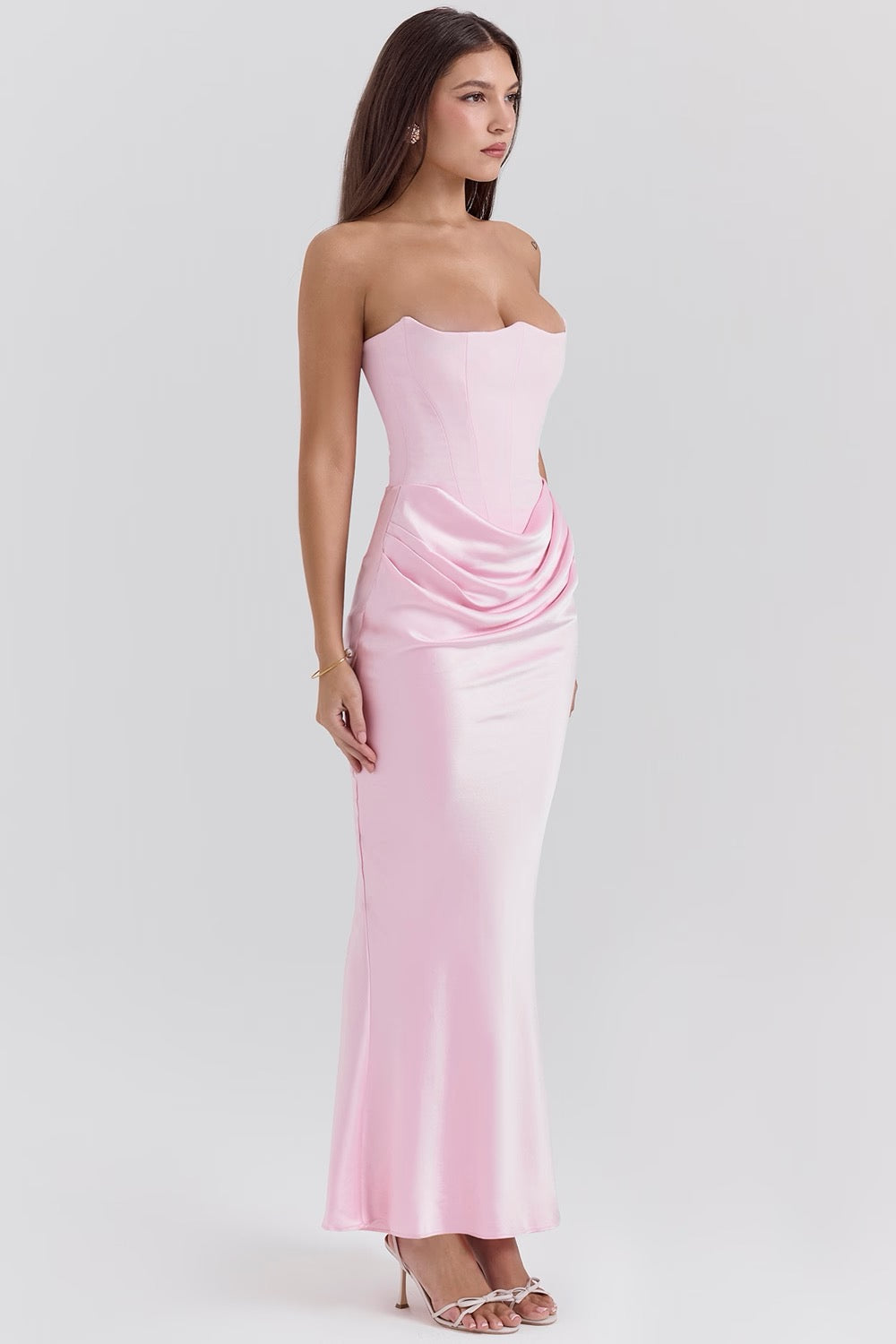 Draped Satin Strapless Homecoming Dress