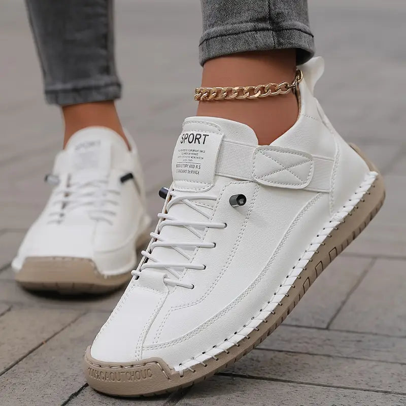 Hand Stitched Leather Lace-Up Casual Sneaker