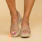 Crossover Strap Espadrille Wedge Slingback Sandals