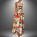 Abstract Print Sleeveless A Line Maxi Dress - Formal Evening Gown