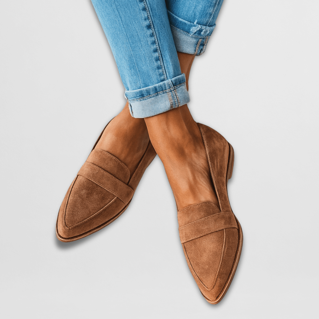 Penny Strap Pointed Toe Suede Slip-On Loafer