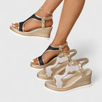 Mesh Peep Toe Platform Wedge Sandals