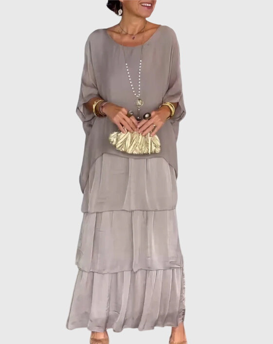 Abstract Print Tiered Boho Flowy Maxi Dress