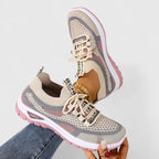 Graphic Tab Lace Up Mesh Breathable Running Sneaker