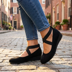 Suede Cross Strap Closed Toe Low Wedge Sandal