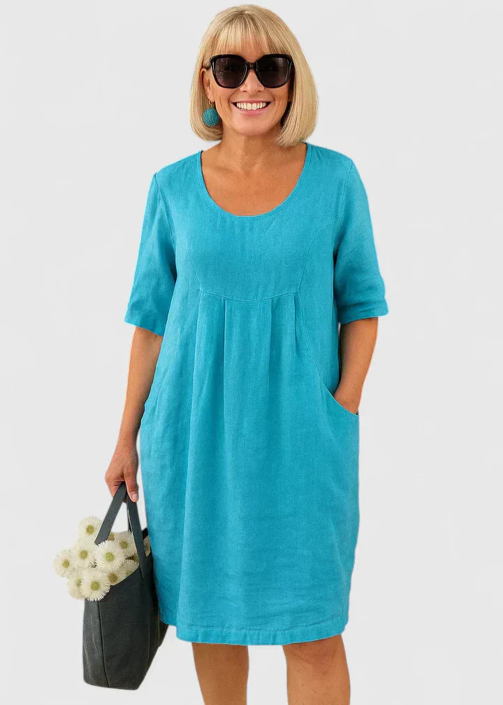 Relaxed Linen A Line Casual Midi Dress