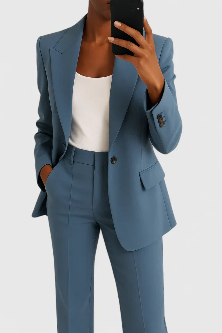 Tailored Single Button Blazer Trouser Two Piece Suit Set