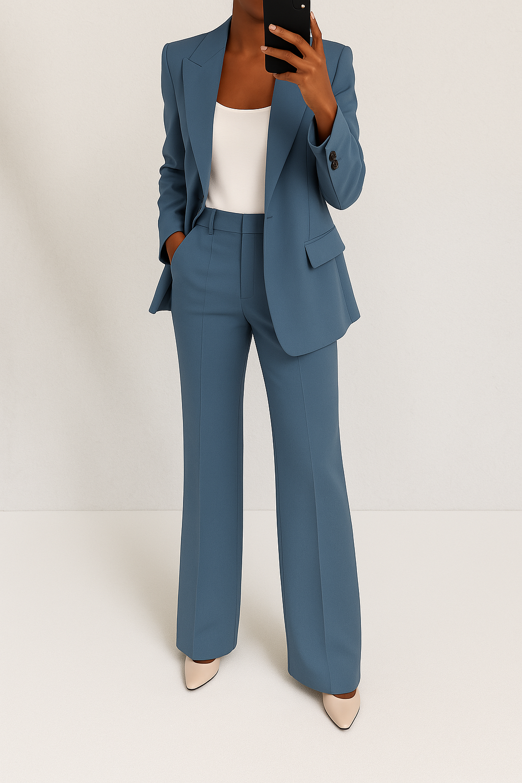 Peak Lapel Single Button Tailored Blazer and Pant Set