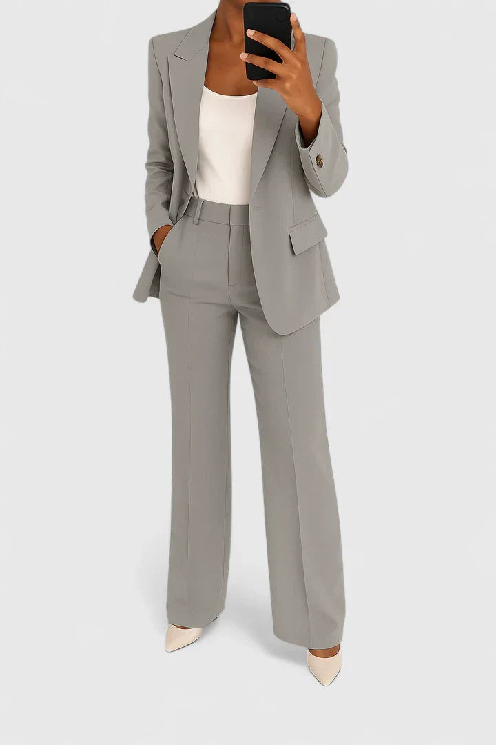 Tailored Single Button Blazer Trouser Two Piece Suit Set